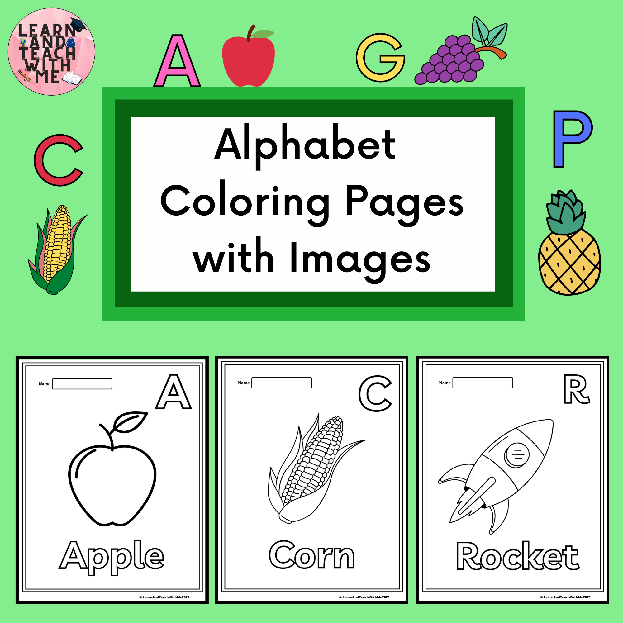 Alphabet Coloring Pages with Pictures