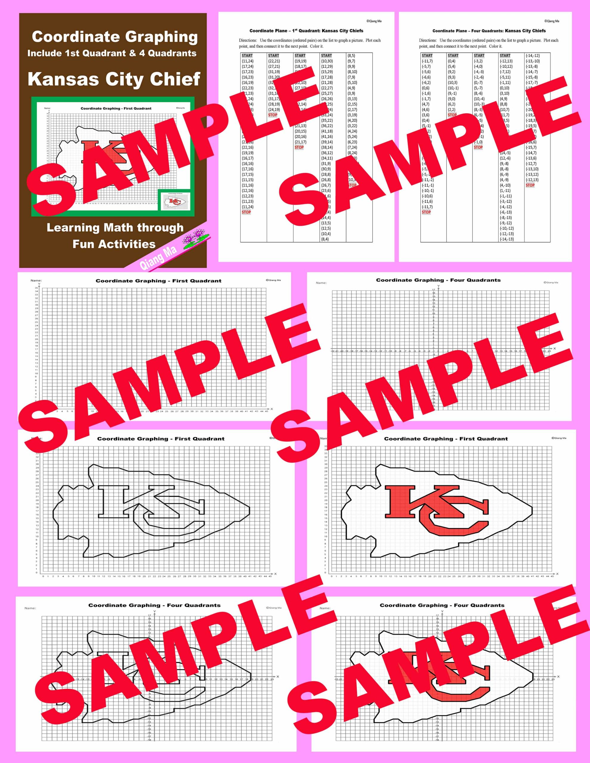Super Bowl Coordinate Plane Graphing Picture Kansas City Chiefs Made