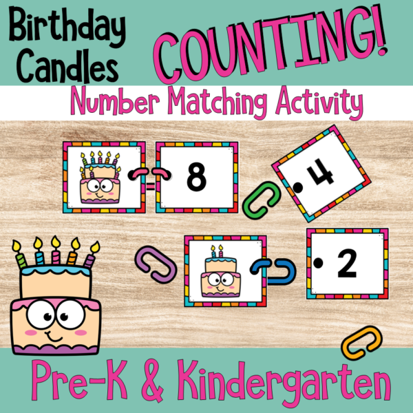 Birthday Candles Number Match Counting Activity for PreK and