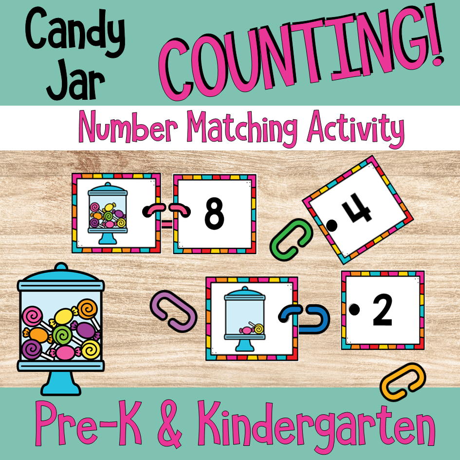 Candy Jar Number Match Counting Activity for PreK and Kindergarten