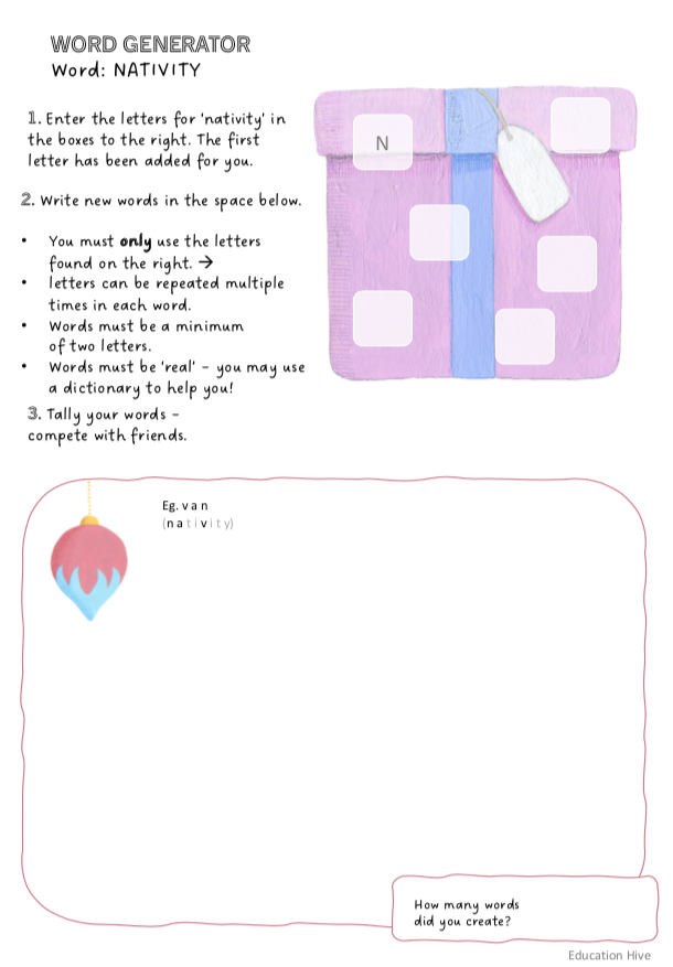 Christmas Activity Word Generator Challenge No Prep Made By Teachers