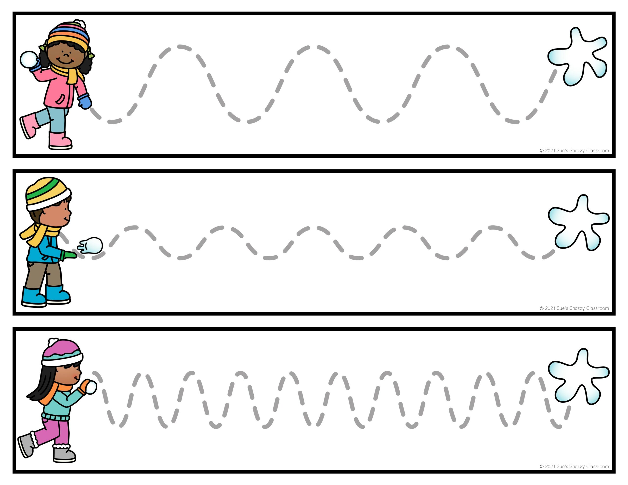 Winter PreWriting Line Tracing Practice Fine Motor Skills Activity