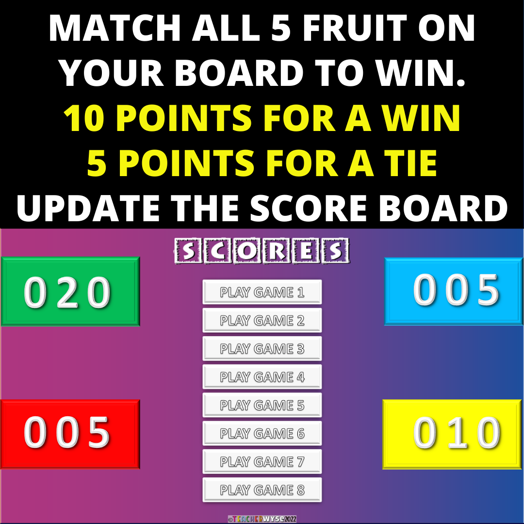 Spinning Bingo An Interactive PowerPoint No Prep Game for up to 4