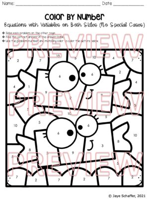 Solving Equations with Variables on Both Sides Coloring Activity - Made ...