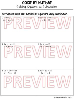 Solving Systems of Equations by Substitution Coloring Activity - Made ...