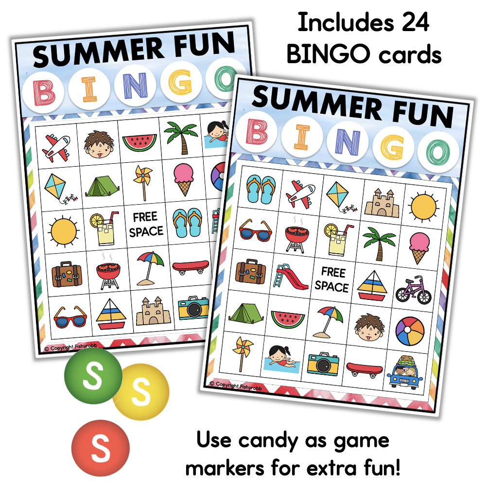 End of the Year Activity Bingo Game for Powerpoint SUMMER Made By