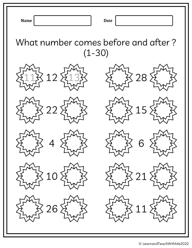 Before And After 1 30 Worksheets And Cards Made By Teachers Before And After 1 30 Worksheets And Cards Made By Teachers