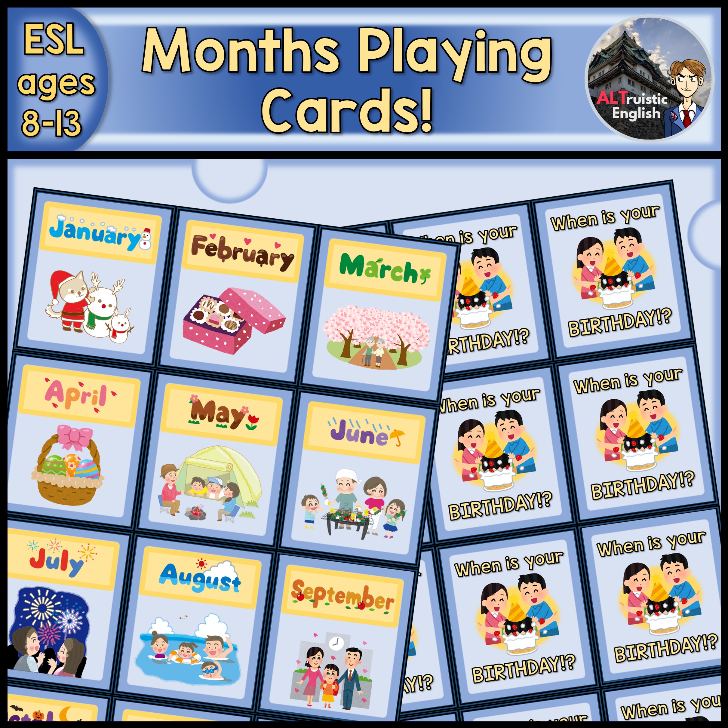 When is your birthday bingo months and dates interactive esl grammar