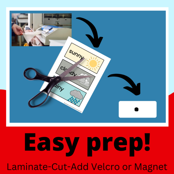 Preschool Weather Cards for Pocket Chart or Board Realistic Photos Made By Teachers