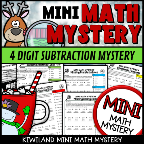 Christmas Math Mini Mystery 4 Digit Subtraction with Regrouping with ...