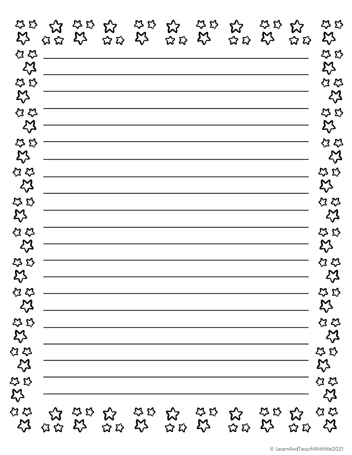 Star Borders Lined Writing Papers with Picture Boxes Made By Teachers