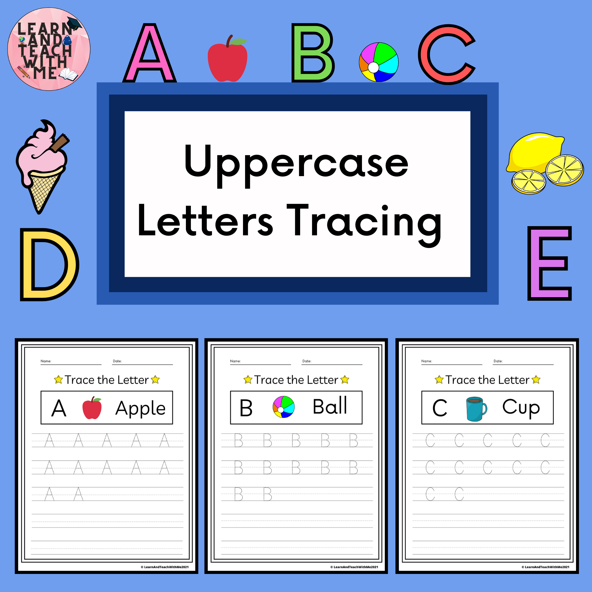 Alphabet Uppercase Letters Tracing and Writing Worksheets