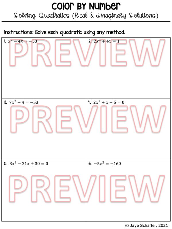 Solving Quadratic Equations Coloring Activity | Made By Teachers