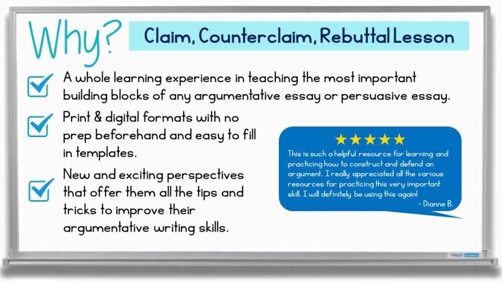 Claim, Counterclaim, Rebuttal Paragraph Writing Guide with Practice