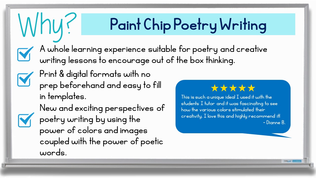 Poetry Writing Paint Chip Lesson Poem Color Palette Activity PRINT