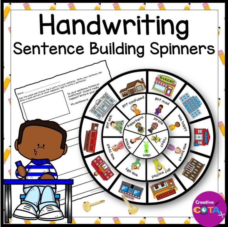 Writing Center or Handwriting Activity Spin a Sentence or Story Made