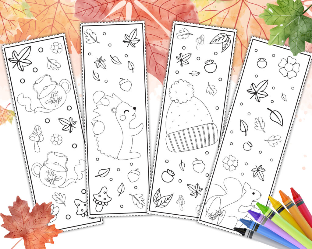 PDF Fall Bookmarks Color Your Own | Printable Bookmark Templates for