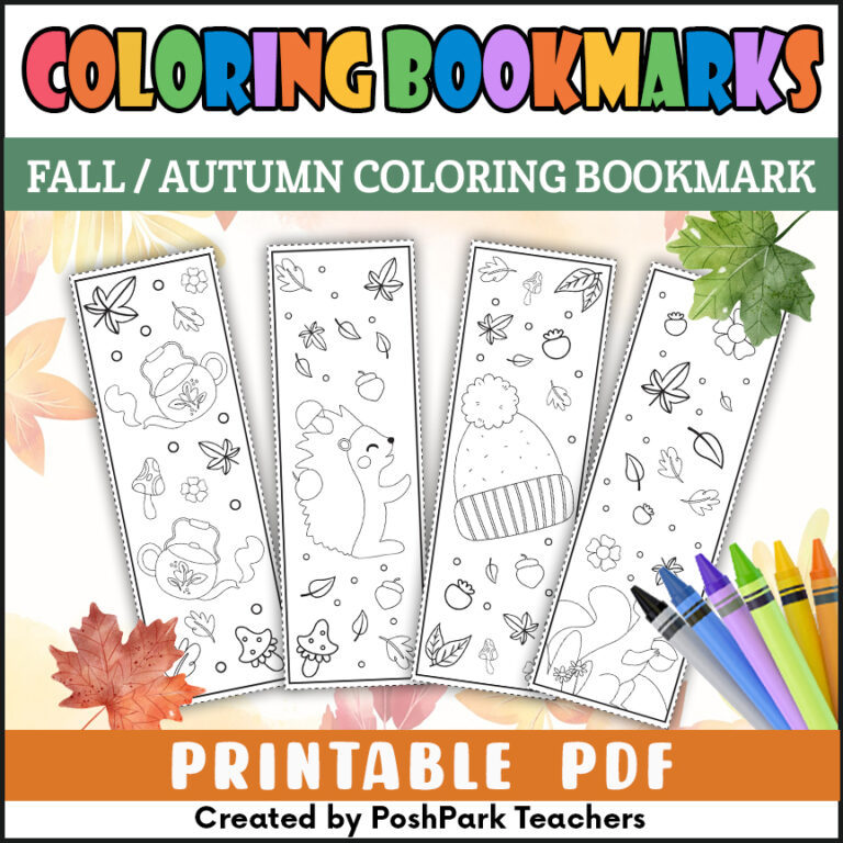 PDF Fall Bookmarks Color Your Own | Printable Bookmark Templates for