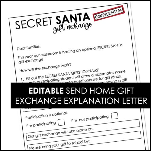 Classroom Secret Santa Gift Exchange Kit - Questionnaire & Explanation  Letters | Made By Teachers