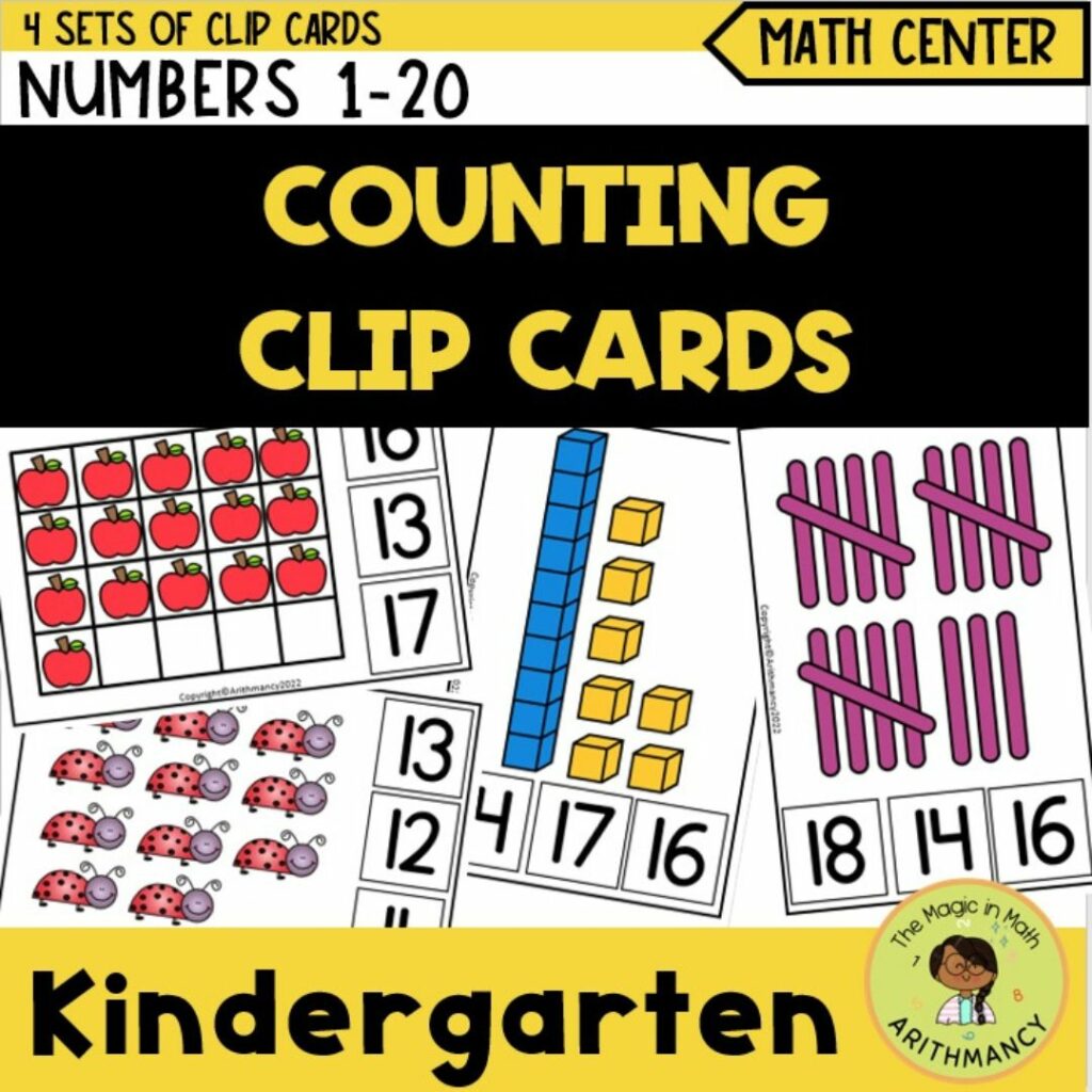 Counting clip cards numbers 1 20 math center place value number