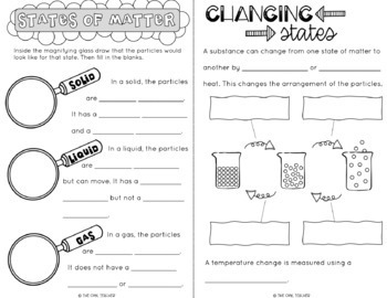 Properties of Matter Notes Investigating Matter Interactive Booklet ...