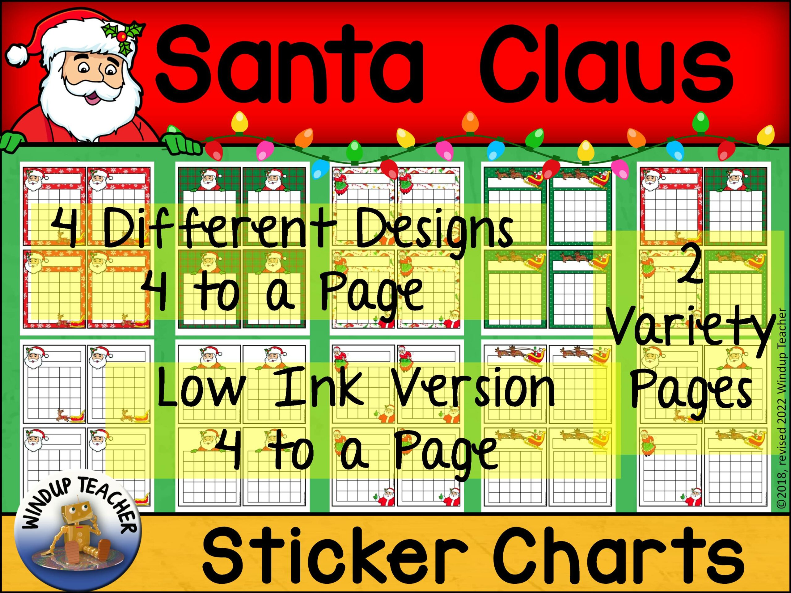 Santa Sticker Charts | Made By Teachers