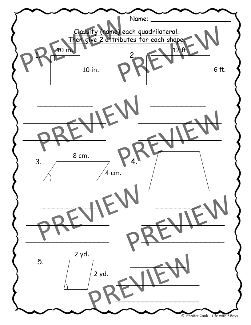 Math Worksheets for Quadrilaterals Perimeter and Area | Made By Teachers
