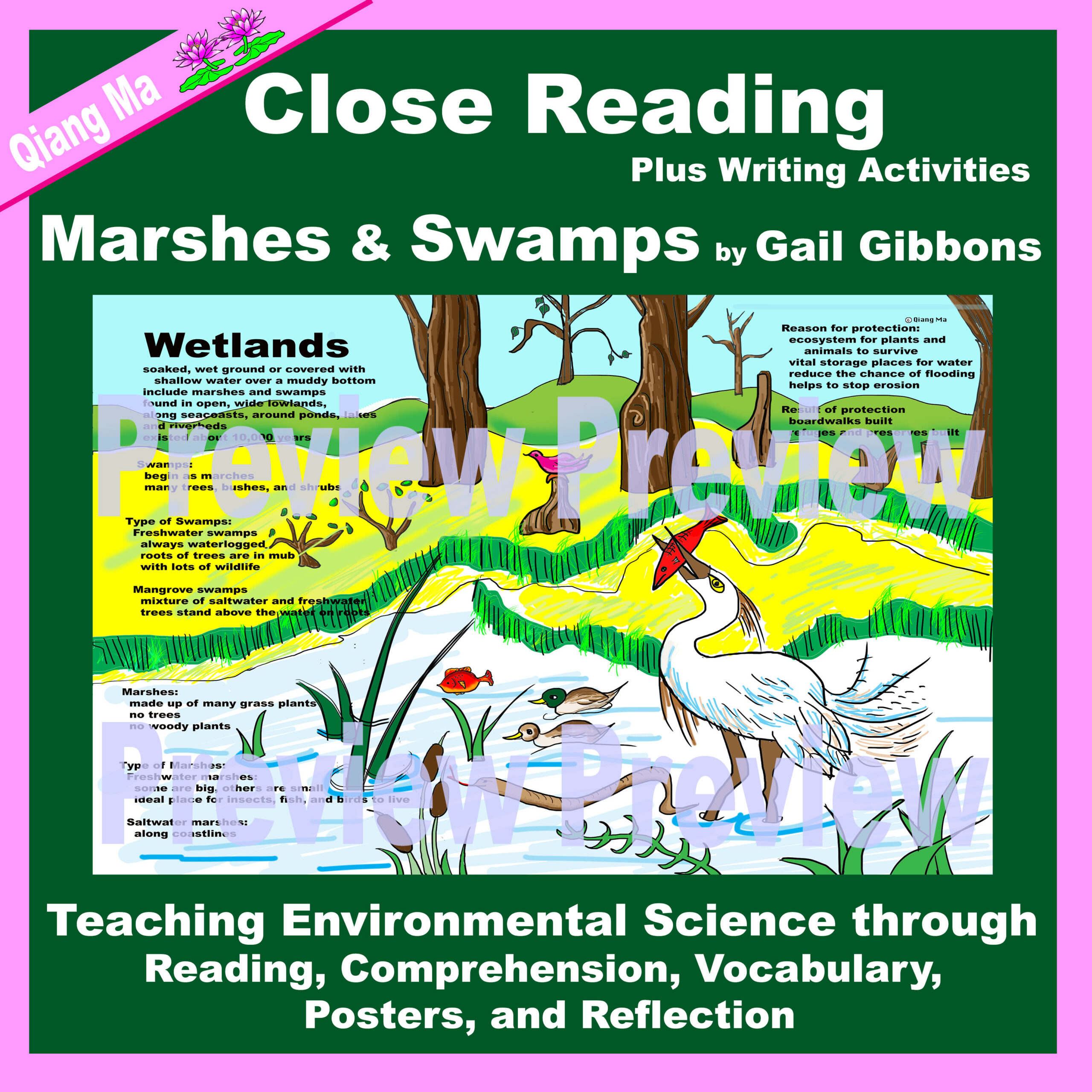 Close Reading Marshes & Swamps by Gail Gibbons Made By Teachers