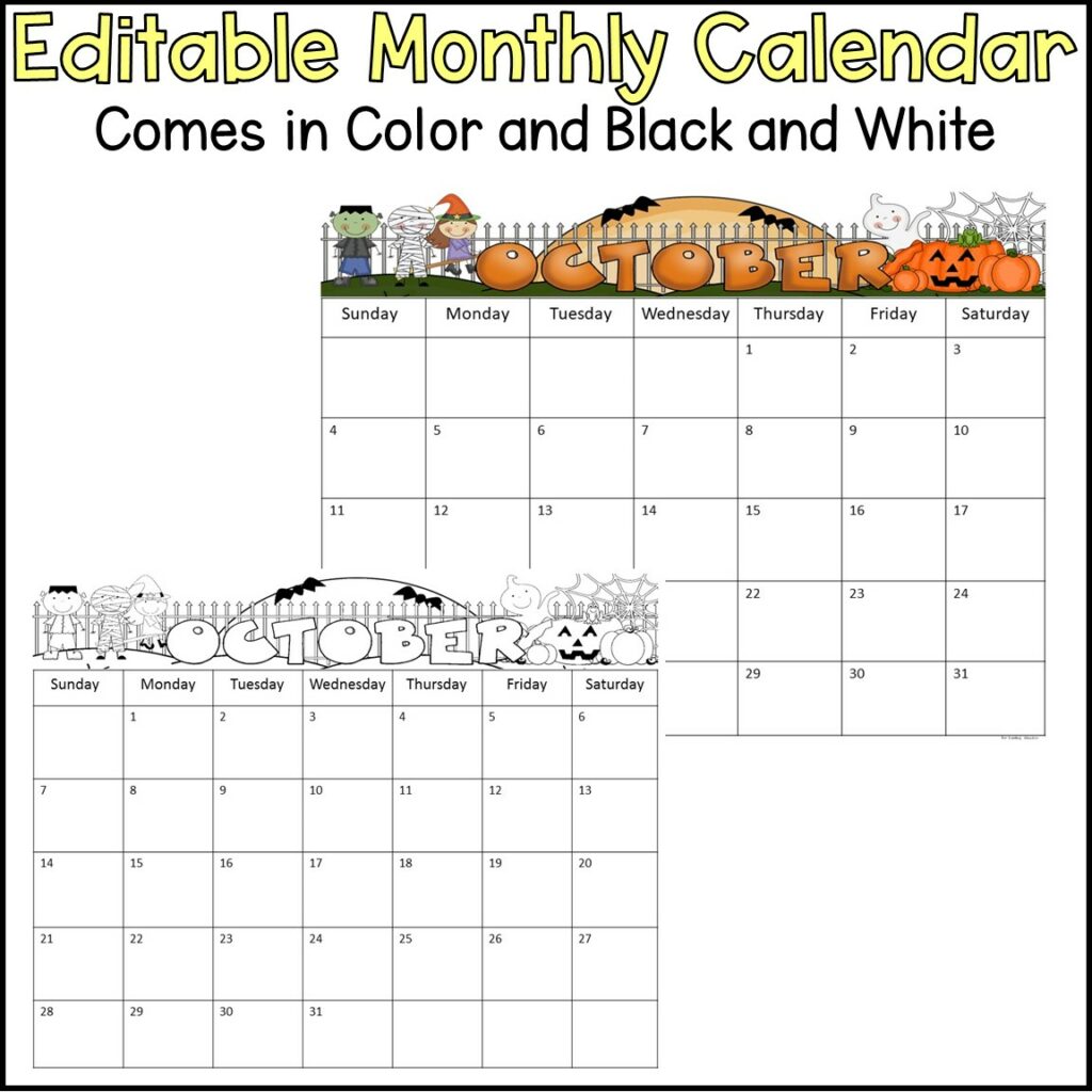 Editable Monthly Calendar - Made By Teachers