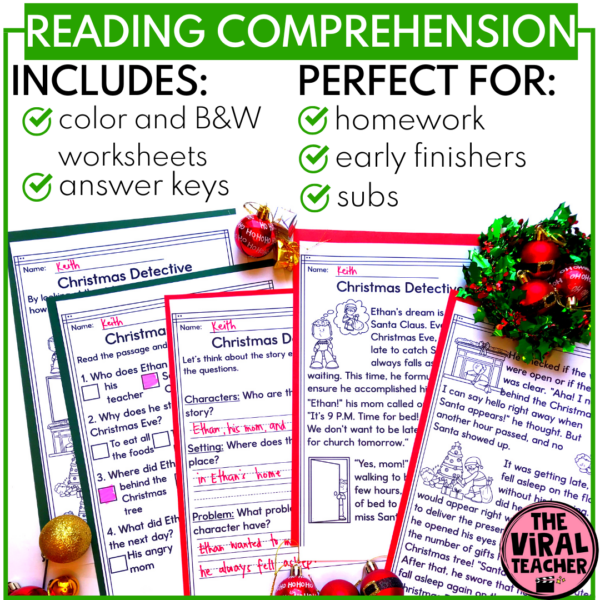 Christmas Reading Passages and Comprehension Questions Worksheets ...