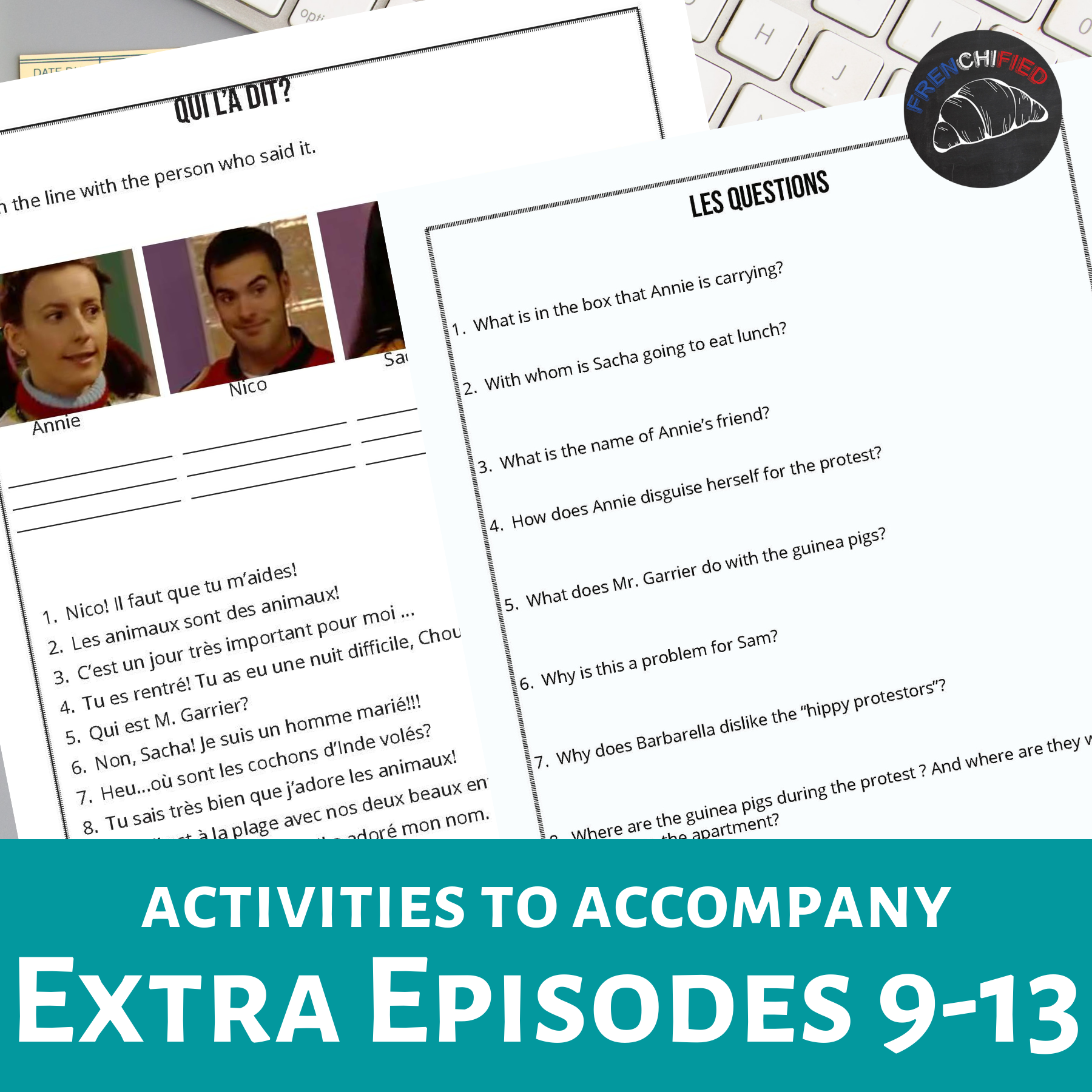 French Extra activities bundle - worksheets to accompany episodes 9-13