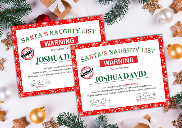 Custom Naughty List Warning, Editable Santa Naughty List Certificate ...
