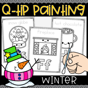 Winter Q-tip Painting Fine Motor Activity Winter Dot Painting