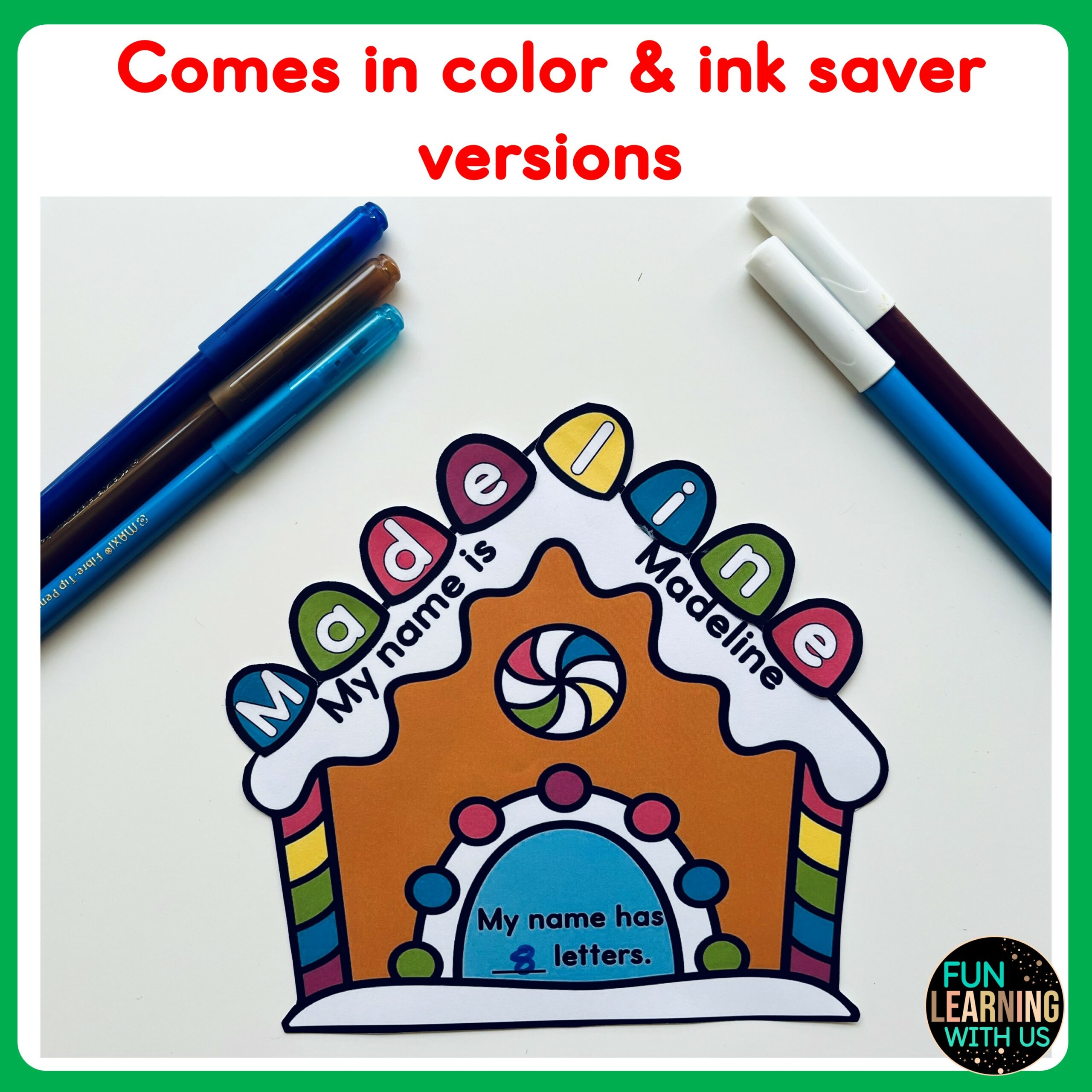 Editable Gingerbread House Name Crafts Winter Name Craft Activity