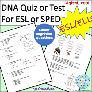 ESL SPED Biology DNA Assessment Quiz or Test