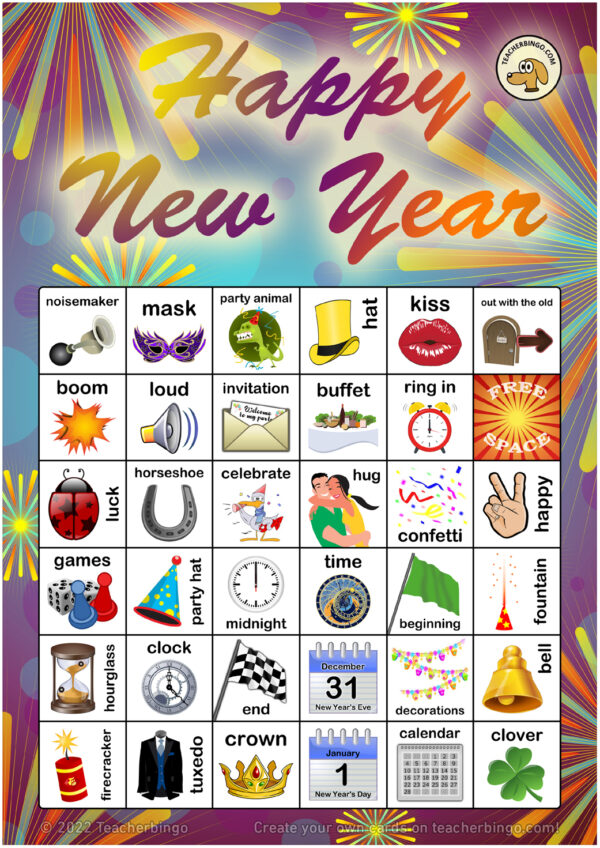 New Year Bingo 6x6 (100 pages + call sheet) | Made By Teachers