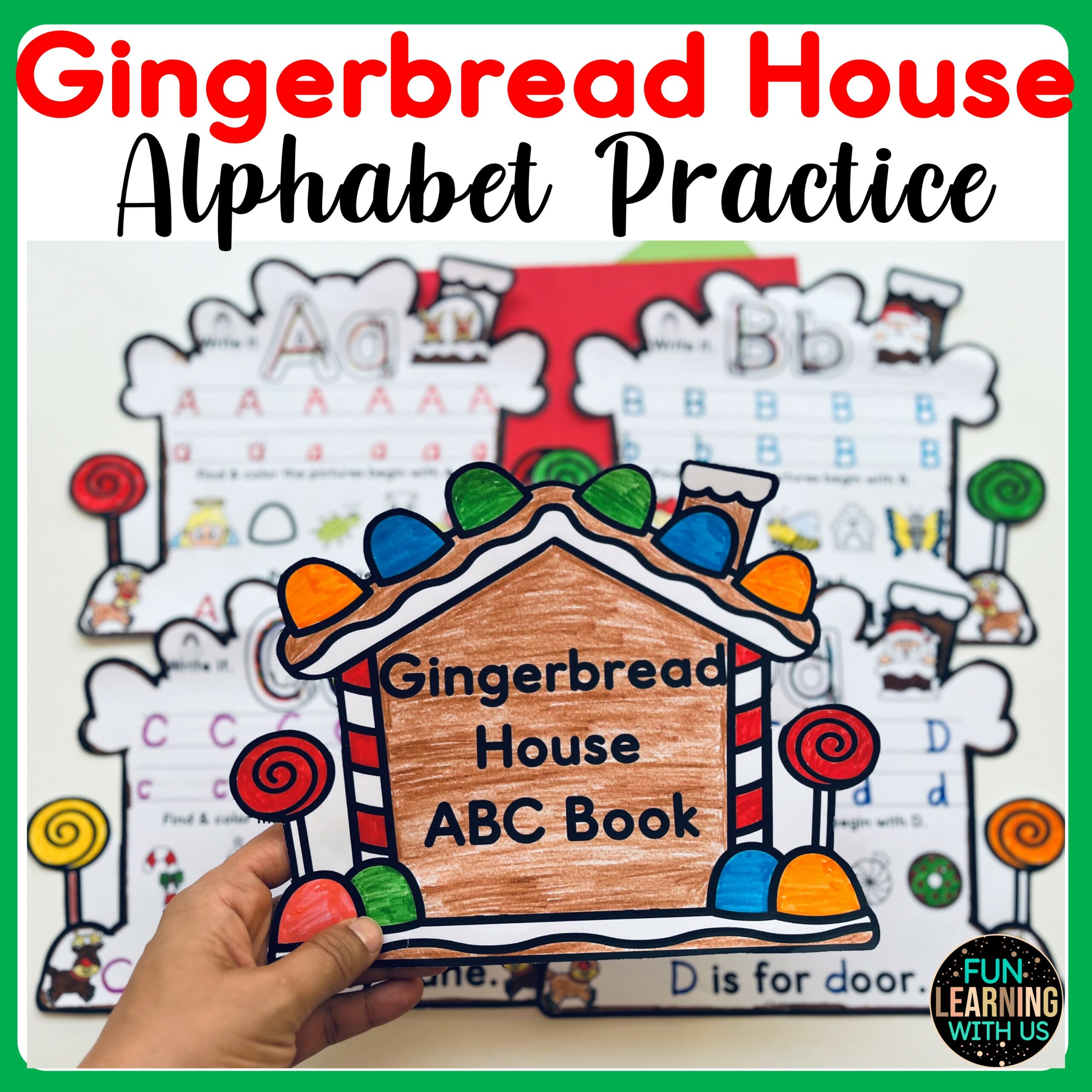 Gingerbread House ABC Practice Book | Christmas Alphabet Tracing Worksheets