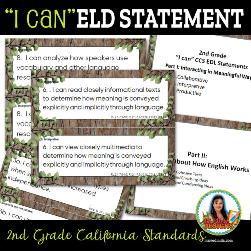 Edl i can statements second grade california common core standards