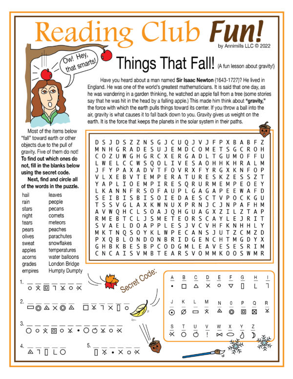 Things That Fall Fun With Gravity Intro to Sir Isaac Newton Word