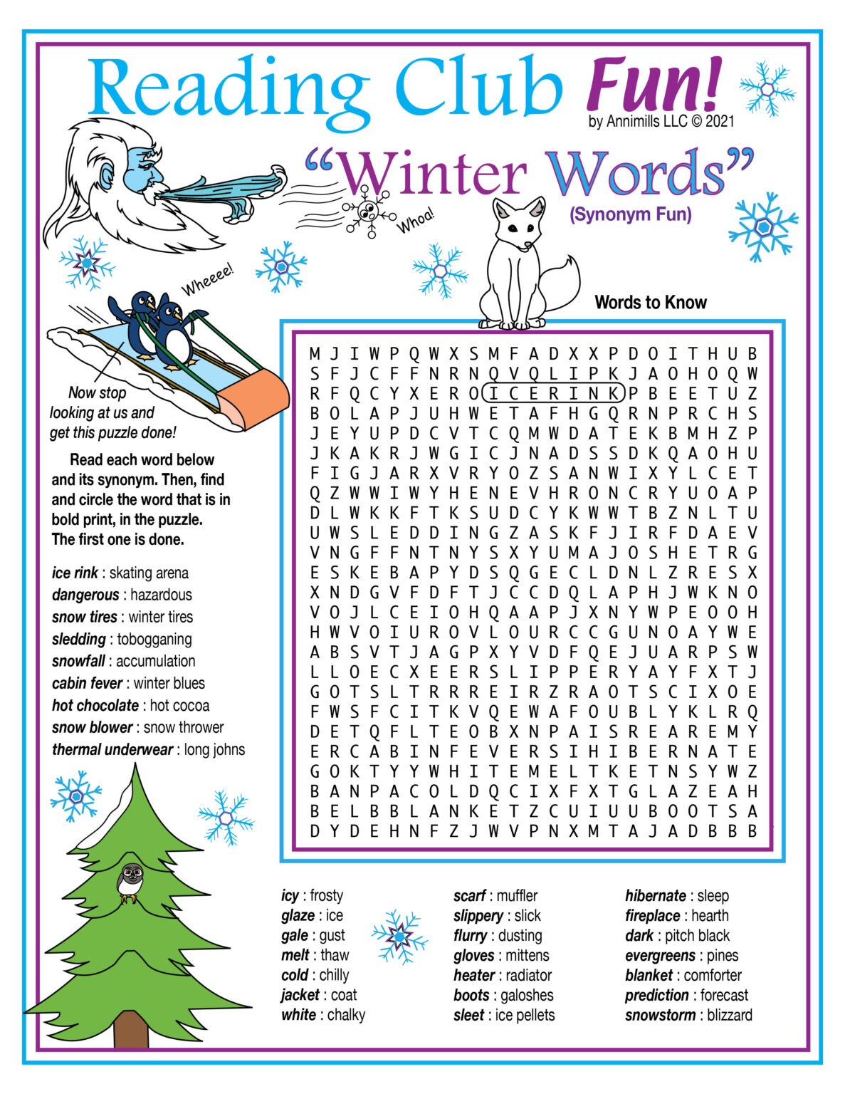 Winter Vocabulary - Synonyms - Printable Crossword Puzzle &amp; Word Search | Made By Teachers