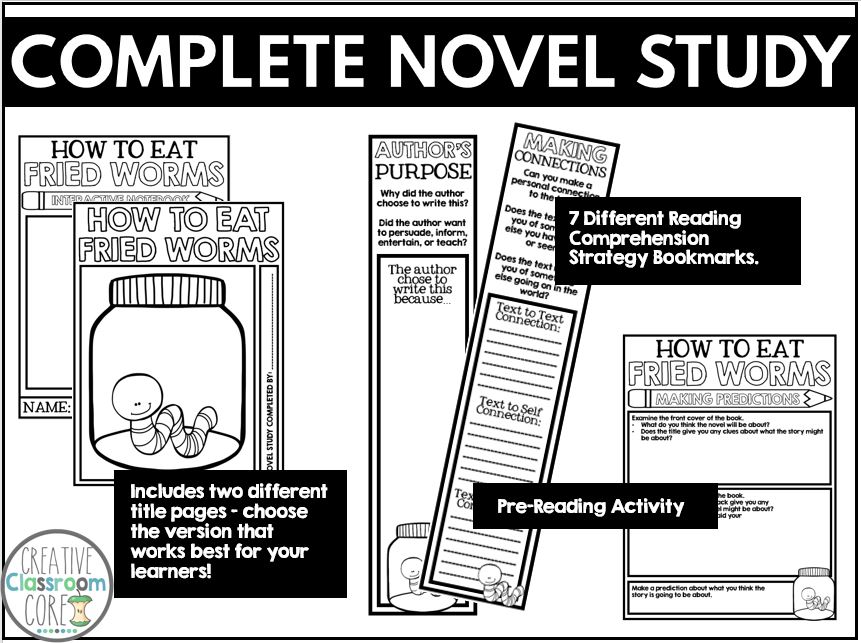 How to Eat Fried Worms Novel Study Unit Questions, Activities, and Projects Made By Teachers