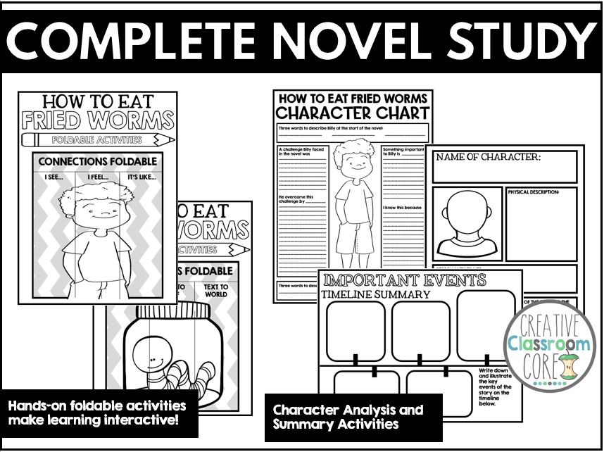 How to Eat Fried Worms Novel Study Unit Questions, Activities, and Projects Made By Teachers