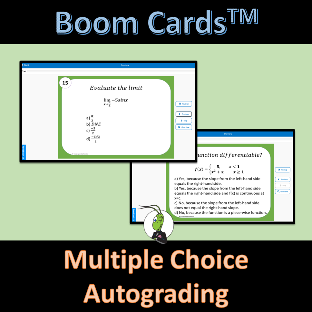 Limits, Continuity, Differentiability Calculus Task Cards | Boom | Made ...