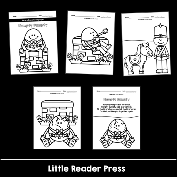 Humpty Dumpty Nursery Rhyme Coloring Pages Book | Made By Teachers