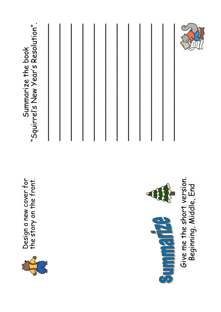 Squirrel's New Year's Resolution Retell Main Idea Summarize Character