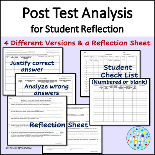 Post Test Analysis for Student Reflection Made By Teachers