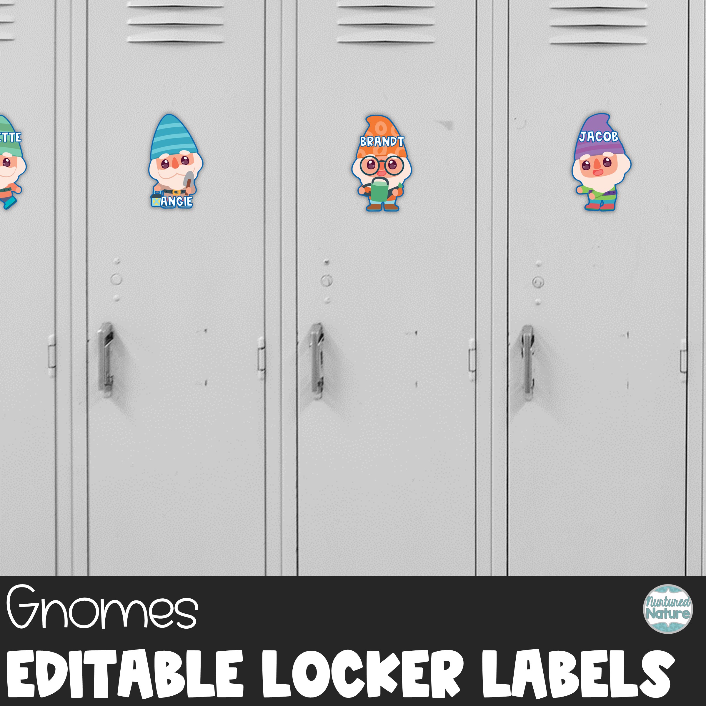 Gnome Locker Labels Editable Name Tags For Cubbies Spring Classroom