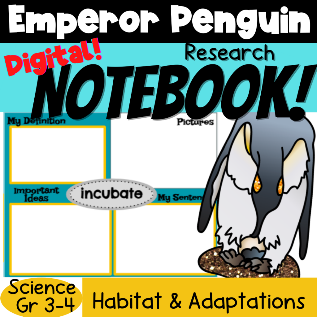 Penguins Habitat Adaptations INTERACTIVE NOTEBOOK with Text Video