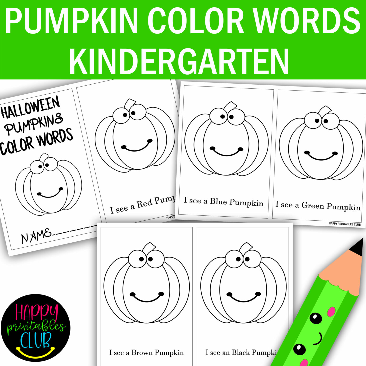 Halloween Pumpkin Color Words Activity Sheets for PreK/ Kindergarten