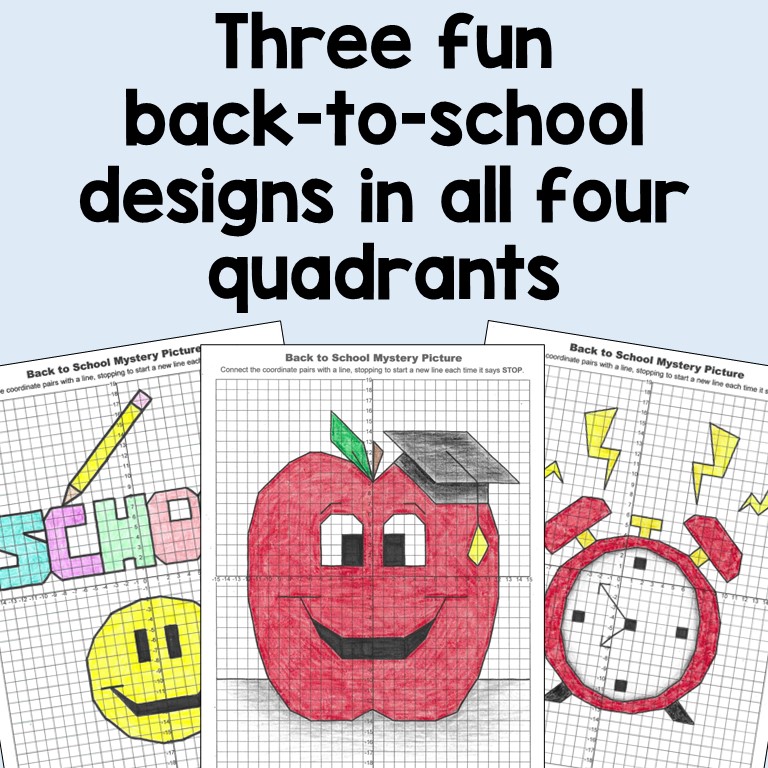Back to School Coordinate Plane Graphing Pictures Four Quadrant | Made ...